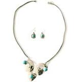 Jewelry Set - Earring and Necklace Sterling Silver and Turquoise Gemstones(gnklcs203)