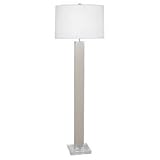 Robert Abbey 2571 Mary Mcdonald Spence - One Light Floor Lamp, Silver Plate Accent/Ecru Faux Ostrich Leather Finish with White Mont Blanc Parchment Shade