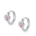 Cheap Girls Jewelry Kids Silver Heart October Birthstone Huggie Hoop Earrings For Girls For Sale