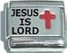 Jesus Is Lord Enamel Red Cross Laser Etched Italian Charm