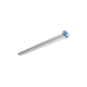 18 Gauge LT BLUE CZ Gem Jeweled Fishtail Nose Rings - Nose Piercing Jewelry
