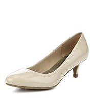 Footglove™ Fashion Leather Mid Almond Toe Court Shoes with Insolia® & Silver Technology