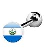 316 Surgical Stainless Steel Barbell with El Salvador Flag Logo Sold as a Pair