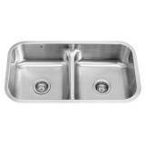 Vigo Industries VG3218 Equal Bowl Stainless Steel Undermount Kitchen Sink, Steel
