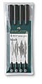 Faber-Castell - 4 feutres pitt artist pen, pointes s/f/m/b, noir