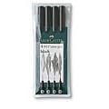 Faber-Castell - 4 feutres pitt artist pen, pointes s/f/m/b, noir