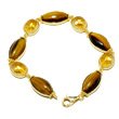 ZALES Tiger's Eye and Citrine Station Bracelet in 14K Gold Vermeil by