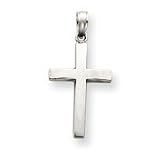 14k White Gold Beveled Cross Charm