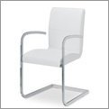 Euro Style 370512 Dedalo Leather Arm White Leather by Bar Stools