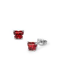 Children 14K White Gold Garnet C.Z. Butterfly Stud Earrings