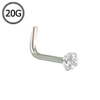 Cheap 14KT White Gold L Bend Nose Stud Ring 2.5mm Genuine Diamond G SI1 20G FREE Nose Ring Backing Reviews