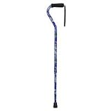 Duro Med Deluxe Adjustable Aluminum Cane with Soft Foam Grip Offset Handle, Purple Flowers, Model: 502-1300-9904 - 1 ea