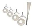 9-Piece Universal Snack Stick Funnel Kit, (1 10mm SS snack stick funnel, 4 stuffing stars & 4 adapter flanges