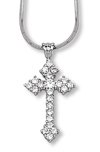 Gothic Design Clear CZ Cross. Comes with a 16 Sterling Silver Necklace.