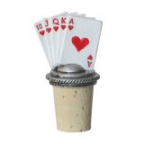 Royal Flush Hand Painted Pewter Wine Bottle Stopper