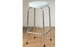 HIGH SQR CHRM FRM BAR STOOL W/CIRC RED PVC SEAT & FT REST