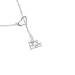 I love to Cheer with Pink Heart - Silver Plated Heart Lariat Charm Necklace