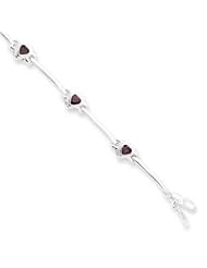 Sterling Silver Garnet Heart Bracelet