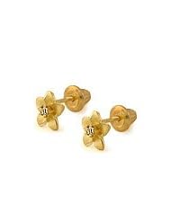 Girls Plumeria Flower Diamond Stud Screw Back Earrings