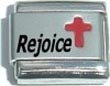 Clearly Charming Rejoice Enamel Red Cross Laser Etched Italian Charm