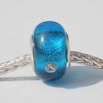 © Believe Beads Blue Glass Charm Bead With Stones will fit Pandora/Troll/Chamilia Style Charm Bracelet