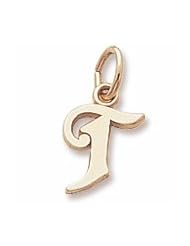 Rembrandt Charms, Letter T Charm in Solid Sterling Silver or Gold