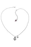 GUESS ID SILVER AND CRYSTAL HEART CROWN PENDANT NECKLACE UBN11027
