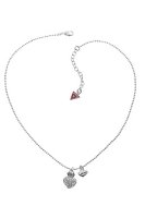 GUESS ID SILVER AND CRYSTAL HEART CROWN PENDANT NECKLACE UBN11027