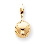 14k Polished 10mm Ball Leverback Earrings