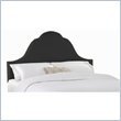 Skyline Shantung Black High Arc Nail Button Upholstered Fabric Headboard