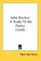 John Dryden: A Study Of His Poetry (1920)