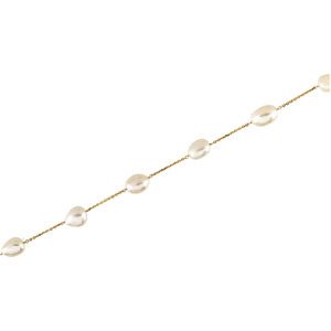 14K Yellow Gold 09.00-11.00 Mm White Baroque Pearl Station Necklace - 18 inches