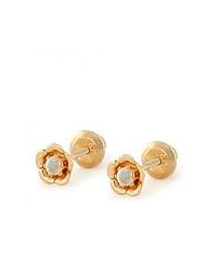 14K Gold Baby Flower Shape Opal Stud Earrings - October Birthstone