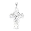 Sterling Silver Diamond-Cut Crucifix Pendant with 20 Inch Sterling Silver Chain