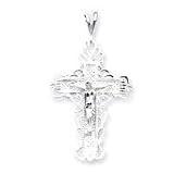 Sterling Silver Diamond-Cut Crucifix Pendant with 20 Inch Sterling Silver Chain