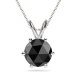 1/4 Cts Black Diamond Solitaire Pendant in Platinum