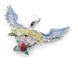 True Love Peace Sign Heart with Rose and Wings Pendant