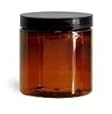 Amber 8 Oz Plastic Jar Black Lid - Pack of 6