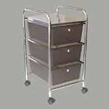 Advantus 34006 Portable three-drawer organizer, chrome metal frame/smoke drawers