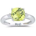 0.04 Ct Diamond & 2.04 Cts Peridot Ring in 14K White Gold