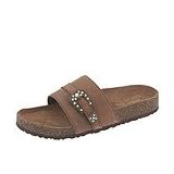 Roper Buckle Slide Sandal | Ladies Sandals Brown W Rhinestone Buckle by Roper