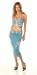 Multi piece sexy belly dance sets-11676-Teal/Silver Coins-2pcs