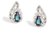 Review   / 14K Yellow Gold Pear Created Alexandrite and Diamond Filligree Earrings
