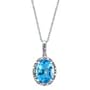Helzberg Diamonds - 10kt White Gold Oval Blue Topaz Necklace with Diamond Accents
