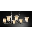 IMAGE OF Justice Design Group POR-8826-20-CHKR-ABRS Modular Limoges 6 Light Single Tier Chandelier in Antique Brass with Checkered glass