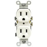 Leviton 5320-WCP 15 Amp, 125 Volt, Duplex Receptacle, Residential Grade, Grounding, All Screws Backe