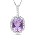 Kunzite Pendant - 1/4 Ct Diamond & 3 Ct Kunzite Pendant in 14K White Gold