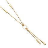 14k Polished Bead Rope Lariat Necklace - 17 Inch