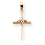14k Small GH/I1 Diamond Cross Pendant