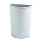 Half-Round Plastic Trash Receptacle, Untouchable, 21 Gallon, Gray RUB352000GY